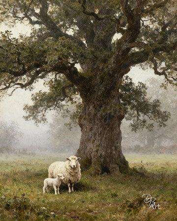Mama sheep and lamb